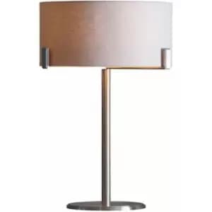 Table Lamp Satin Nickel Plate & Slate Grey Fabric 10W LED E27 Base & Shade