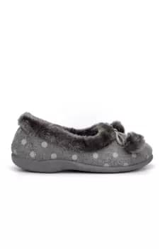 Marge Extra Comfort Memory Foam Pom-Pom Polka Dot Cuff Slippers