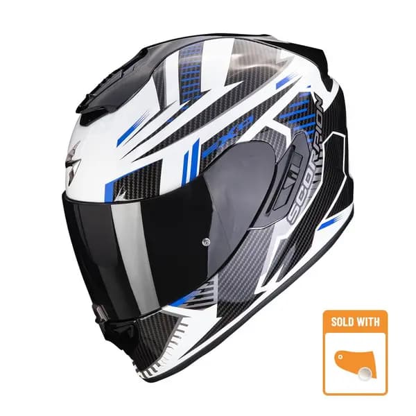 Scorpion Exo-1400 Evo Air Shell White-Blue Full Face Helmet Size M