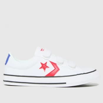 Converse White & Red Star Player 3v Lo Trainers Junior
