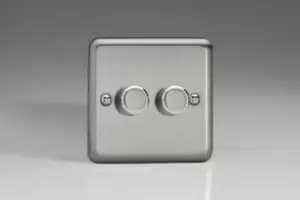 Varilight 2x250W 2 Gang 1 Way Dimmer Switch - Matt Chrome - HS2