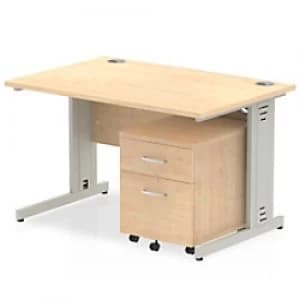 Impulse 1200 Straight Wire Managed Workstation 500 Two drawer mobile Pedestal Bundle Maple