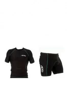 Aero Sport Jersey & Shorts Cycling Clothing Set - Black/Green, Size S, Men