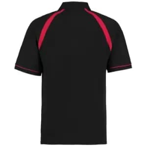 Kustom Kit Oak Hill Mens Short Sleeve Polo Shirt (M) (Black/Bright Red)