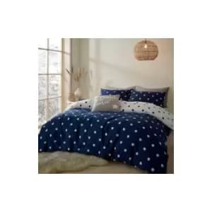 Catherine Lansfield Brushed Spot Duvet Cover Set Navy Double - Blue
