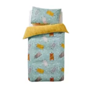 Little Furn Wild Friends Duvet Cover Set (Single) (Teal)