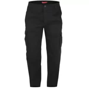 Duke Mens Robert-D555 Peached And Washed Cotton Cargo Trousers (42L) (Black)