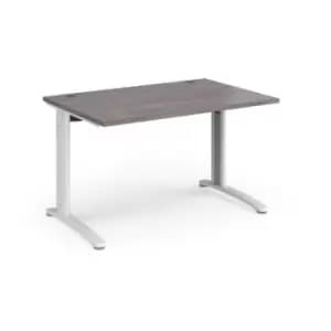 TR10 straight desk 1200mm x 800mm - white frame and grey oak top