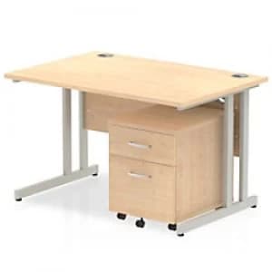 Impulse 1200 Straight Cantilever Workstation 500 Two drawer mobile Pedestal Bundle Maple