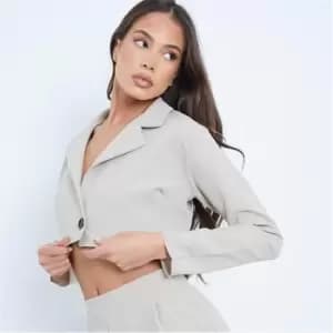 I Saw It First Single Breasted Cropped Blazer - Brown
