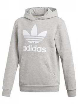 Boys, adidas Originals Trefoil Hoodie - Grey Heather, Size 9-10 Years