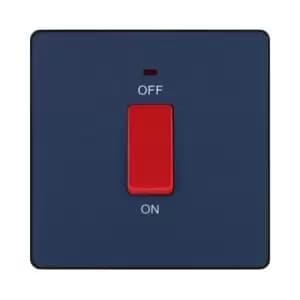 BG Evolve Matt Blue 45A Square Switch Double Pole With LED Power Indicator - PCDDB74B