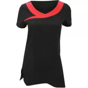 Premier Womens/Ladies Ivy Beauty And Spa Tunic (Contrast Neckline) (Pack of 2) (10) (Black / Strawberry Red) - Black / Strawberry Red