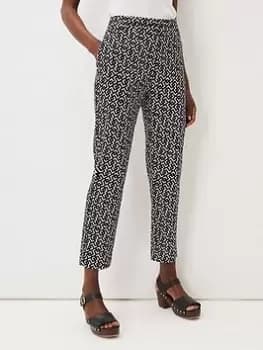Phase Eight Phase 8 Mackenzie Geo Jacquard Tapered Trouser, Black/White, Size 10, Women