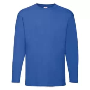 Fruit Of The Loom Mens Valueweight Crew Neck Long Sleeve T-Shirt (S) (Royal)