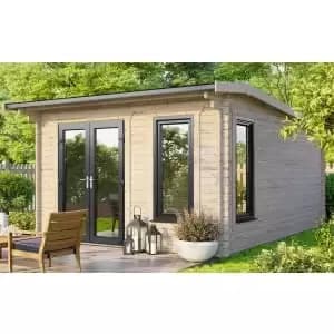 Power Sheds 12 x 14ft Left Hand Door Apex Notched Logs Log Cabin