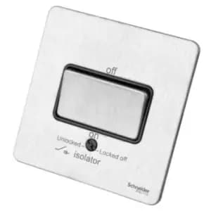 Schneider Electric Ultimate Screwless Flat Plate - Single Fan Isolator Switch, 3 Pole, 16AX, GU1413BSS, Stainless Steel with Black Insert