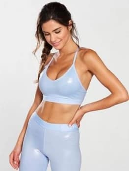 Nike Training Indy Party Shimmer Bra Blue Size L Women