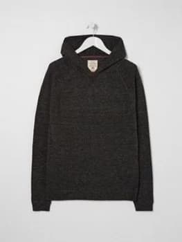 Fatface Seaford Knitted Cotton Overhead Hoodie - Charcoal