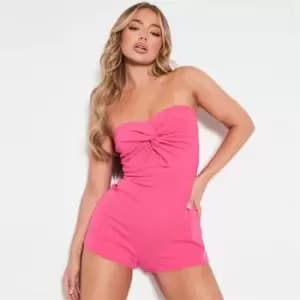 I Saw It First Stretch Woven Twist Front Playsuit - Pink
