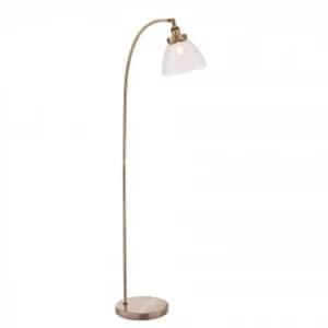 1 Light Floor Lamp Antique Brass, Glass, E27