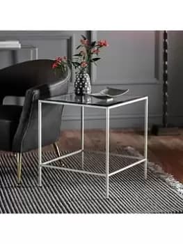 Hometown Interiors Bourke Glass Top Side Table - Silver