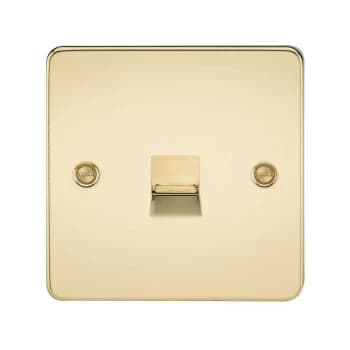 Knightsbridge Flat Plate Telephone extension socket - polished brass