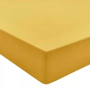 Joules Cotton Percale Plain Dye Double Fitted Sheet, Antique Gold