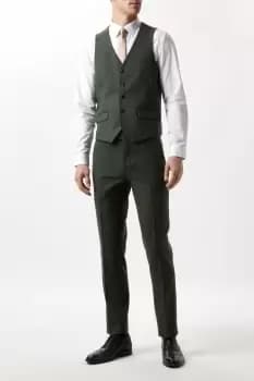 Mens Slim Fit Green Tweed Suit Waistcoat