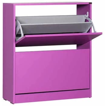 Wide Two Tier Shoe Storage Cabinet - Holds up to 14 Pairs in Purple - Purple