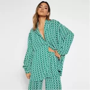 I Saw It First Chevron Print Shirt Co Ord - Green