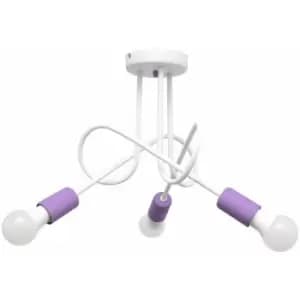 Helam Oxford Multi Arm Semi Flush Ceiling Light White, Purple 50cm