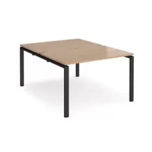 Bench Desk 2 Person Rectangular Desks 1200mm Beech Tops With Black Frames 1600mm Depth Adapt
