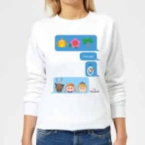 Disney Frozen I Love Heat Emoji Womens Sweatshirt - White