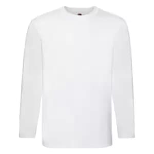 Fruit Of The Loom Mens Super Premium Long Sleeve Crew Neck T-Shirt (XL) (White)