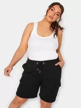 Yours Yours Cargo Jogger Short Black, Size 14, Women