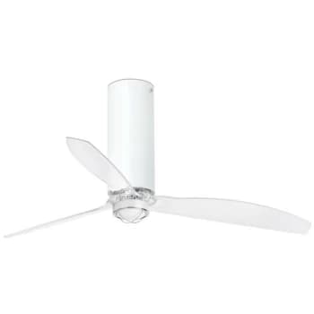 Faro TUBE - LED Shiny White, Transparent Ceiling Fan with DC Motor, 3000K