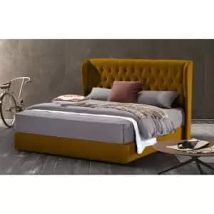 Mariappa Bed King Plush Velvet Mustard