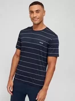 BOSS Bodywear Ultralight Lounge Stripe T-Shirt - Dark Blue, Dark Blue, Size S, Men