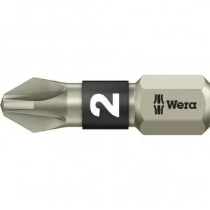 Wera Torsion Stainless Steel Pozi Screwdriver Bit PZ2 25mm Pack of 1