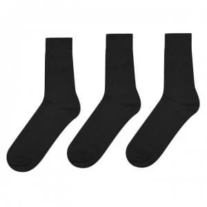 Jonathon Charles Plain Knit Crew Socks Mens - Black 3pck