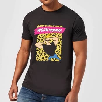 Johnny Bravo Woah Momma Mens T-Shirt - Black - XS