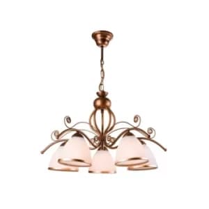 Retro Multi Arm Pendant Ceiling Light Brown, 5x E27
