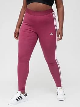 adidas Essentials 3 Stripes Legging (Plus Size) - Dark Red, Dark Red, Size 1X, Women