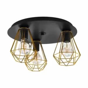 Eglo Geometric Brass And Black Steel Ceiling Light