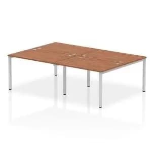 Impulse Bench B2B 4 Person 1200 Silver Frame Office Bench Desk Walnut