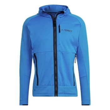 adidas Terrex Tech Flooce Hooded Hiking Fleece Jacket Men - Blue
