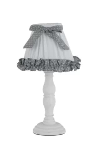 CANDY Table Lamp with Round Tapered Shade Wood, Cotton Lampshade 18x34cm