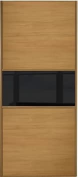 Wickes Sliding Wardrobe Door Fineline Oak Panel and Black Glass - 2220 x 610mm