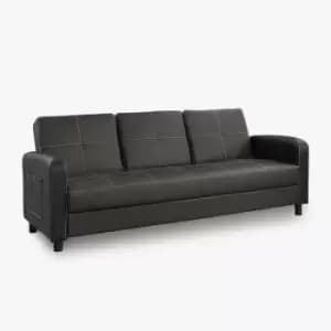 Tampa Faux Leather Sofa Bed With Constrast Stitching and Pulldown Cupholder